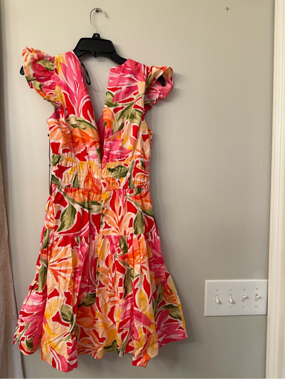 Vince Camuto Pink Multi Floral V-Neck Mini Dress